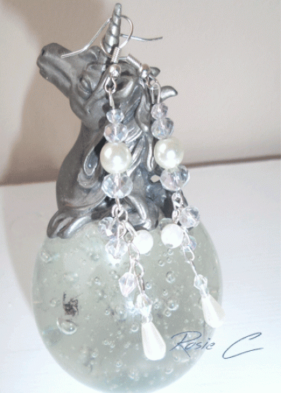 Обици с перли и кристали дизайнерски модел White Bride